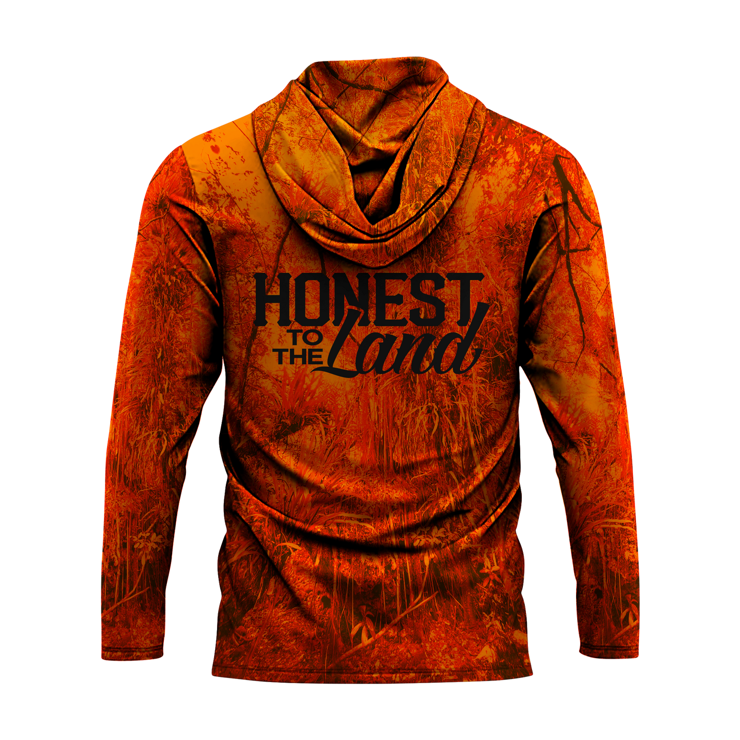 CAMO L/S HOODED DRI FIT - ORANGE