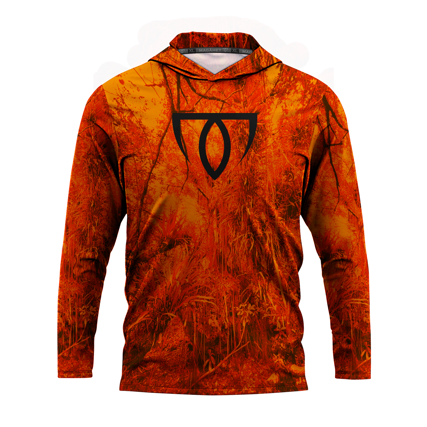 CAMO L/S HOODED DRI FIT - ORANGE